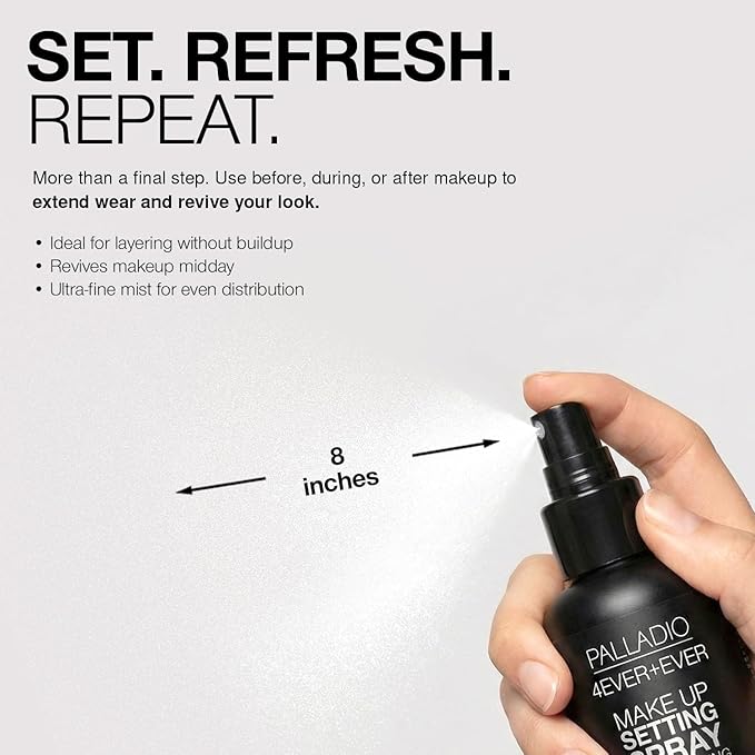 Palladio 4 Ever and Ever Make Up Setting Spray, Longlasting, Instantly Sets and Secures Makeup for All Day Wear (Matte Finish), 100 ml