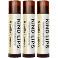 Kind Lips Vanilla Lemon Lip Balm (3 Pack) – Organic Lip Balm with Beeswax, Non Toxic & Petroleum Free Lip Care – Natural Moisturizing Lip Balm for Dry, Chapped Lips – Clean Ingredients, USA Made