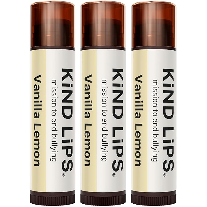 Kind Lips Vanilla Lemon Lip Balm (3 Pack) – Organic Lip Balm with Beeswax, Non Toxic & Petroleum Free Lip Care – Natural Moisturizing Lip Balm for Dry, Chapped Lips – Clean Ingredients, USA Made