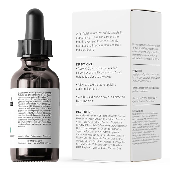 DRMTLGY Needle-less Serum - Anti-Aging Serum for Fine Lines & Wrinkles - Niacinamide with Potent Blend of Hyaluronic Acid, Peptides & Ceramides, 1 fl oz (Pack of 2)