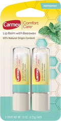 Carmex Comfort Care Lip Balm Stick with Beeswax, Peppermint Lip Balm - 0.15 OZ Each, 2 Count