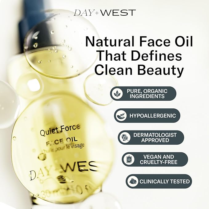 Day+West Hydrating Face Oil for Women – Rosehip & Squalane Oil for Sensitive Skin, Gentle Moisturizing Vitamin C, Natural & Essential Oils for Gua Sha Use, Healthy Glowing Skin Care -30ml