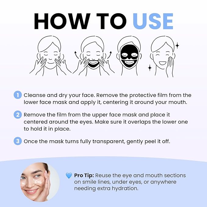 BLOOMORA Hyaluronic Acid & Collagen Face Mask Overnight, Hydrogel Hydrating Facial Mask, Moisturizing & Tightening Low Molecular Solution, Collagen Skincare, Face Care & Self Care for Women 34g*4ea