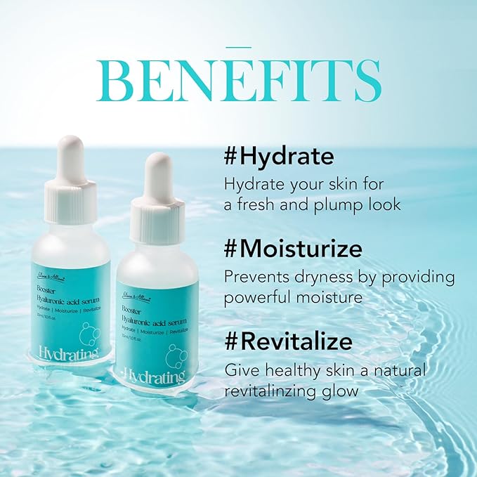 Olivia & Allison Hyaluronic Acid Serum 1.0 fl oz - With Panthenol + Olive Leaf Extract for Hydration & Calming Care