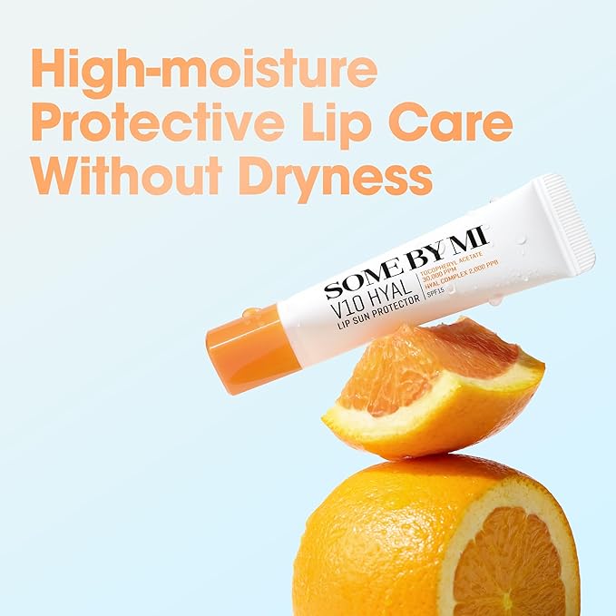 SOME BY MI V10 Hyal Lip Sun Protector Clear – Pack of 2, 0.46oz – Korean Tinted Glow SPF 15 Sunscreen Lip Balm for Dry & Sensitive Lips – Hydrating with Hyaluronic Acid & Vitamin E – Korean Skin Care