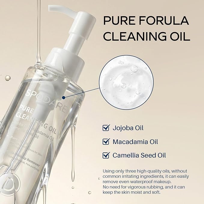 SPODARE Pure Cleansing Oil, Natural Oil Cleanser for Face, 6.76 fl oz Makeup Blackhead Remover, Facial Cleansing Oil for All Skin Types - 200ml