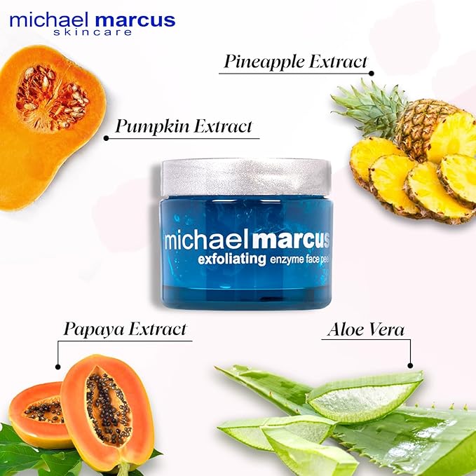 Michael Marcus Exfoliating Enzyme Face Peel (1.7oz Jar) - Face Exfoliator Mask for Dullness, Fine Lines, Wrinkles & Uneven Skin Tone - Remove Impurities and Unclog Pores with Cruelty Free skincare