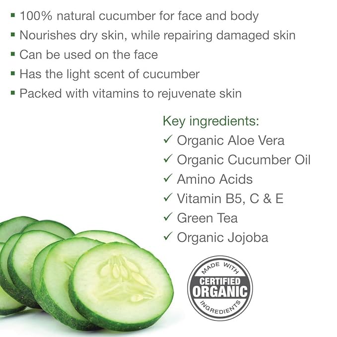 Made from Earth Cucumber Cooling Gel – Organic Aloe Vera & Vitamin C for Face & Body – 4 oz.