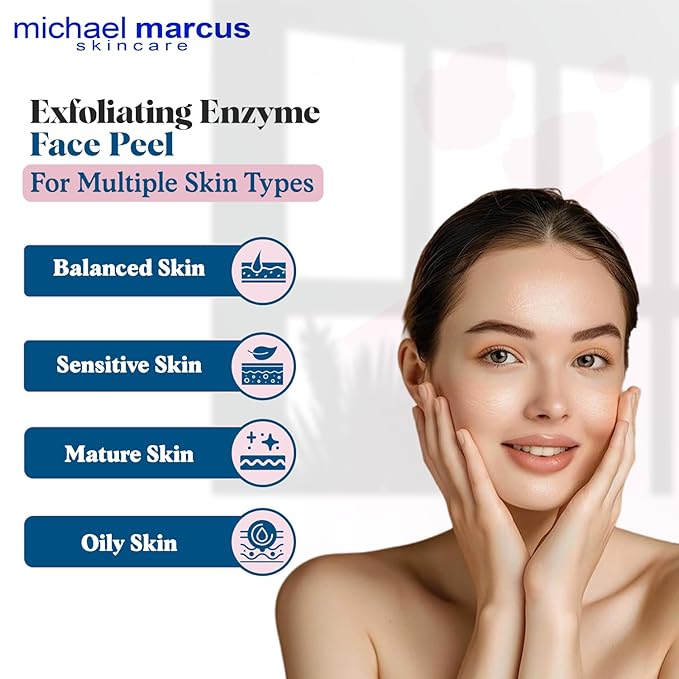 Michael Marcus Exfoliating Enzyme Face Peel (1.7oz Jar) - Face Exfoliator Mask for Dullness, Fine Lines, Wrinkles & Uneven Skin Tone - Remove Impurities and Unclog Pores with Cruelty Free skincare