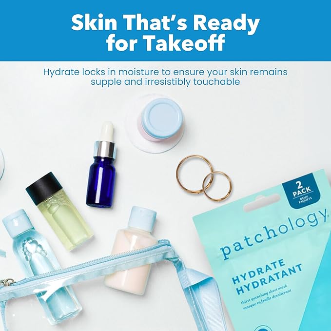 Patchology Hydrate FlashMasque Facial Sheet Mask with Hyaluronic Acid – Face Mask Skincare Sheet for Men & Women to Moisturize & Hydrate Skin in 5 Minutes – Facial Sheet Moisturizer (2 Count)
