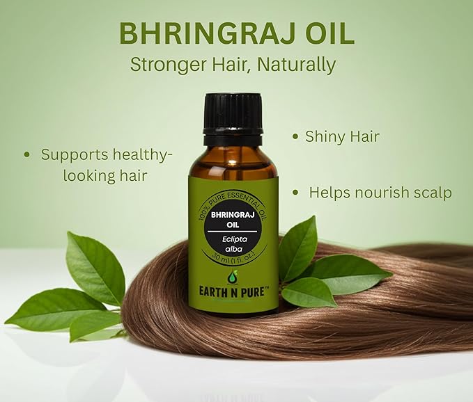 Earth N Pure Bhringraj Oil Cold Pressed, Natural & Therapeutic Grade for Hair Growth – Pack of 2 | 50 ml