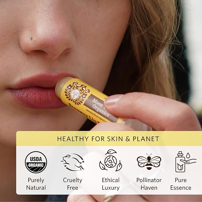 Moon Valley Organics Beeswax Lip Balm for Moisturizing Lips and Cuticles (VELVETY VANILLA, 4-Pack)