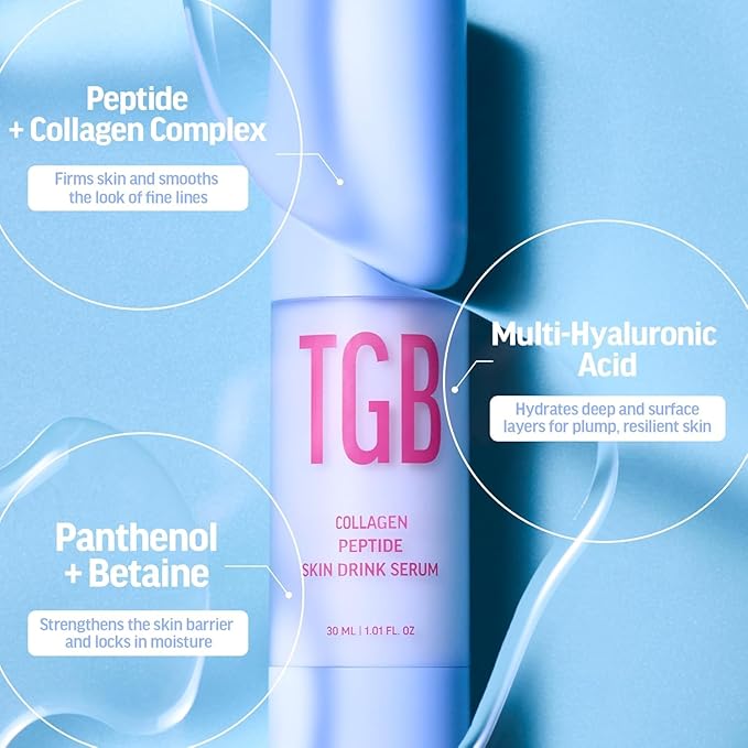 Collagen-Boosting Peptide Skin Drink Serum 1.01 fl oz | Korean Face Serum with Penta Peptides & Hyaluronic Acid | Hydrating, Plumping & Firming