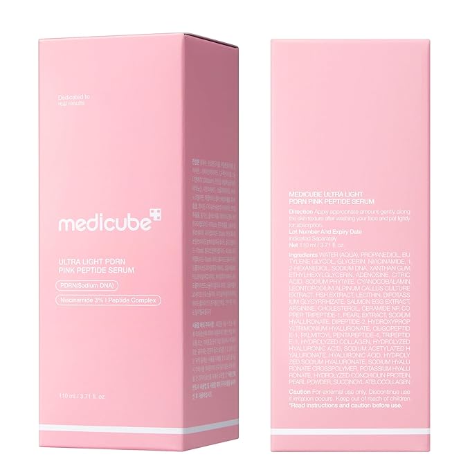 medicube PDRN Pink Peptide Serum with Salmon DNA | Ultra Light Hydrating Serum with Hyaluronic Acid | Fast-Absorbing Glow Care for Skin Clarity | Korean Skincare, 3.71 fl. Oz