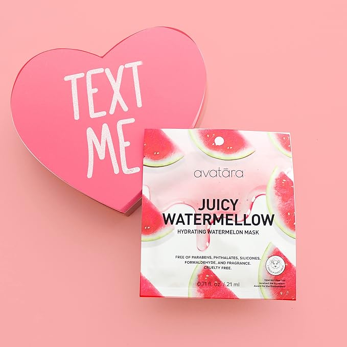 Avatara Juicy Watermellow Facial Mask 15 Sheets, Hydrating Mask, Sheet Masks, Watermelon Extract & Hyaluronic Acid, Face Mask Skincare Beauty Essential, Moisturize & Nourish Dry, Tired Skin, 15 Pack