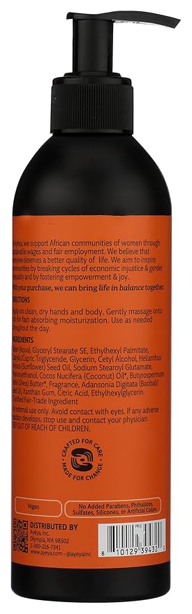 Ayeya Moisturizing Body Lotion – Honor – Cedarwood, Ylang-Ylang & Geranium Oils – Vegan Rejuvenating Lotion with Baobab Oil for Aging or Mature Skin – 12 Fl Oz