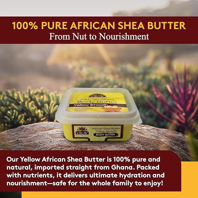 OKAY Shea Butter Yellow Smooth Deep Moisturizing 7oz weight (8oz jar size)