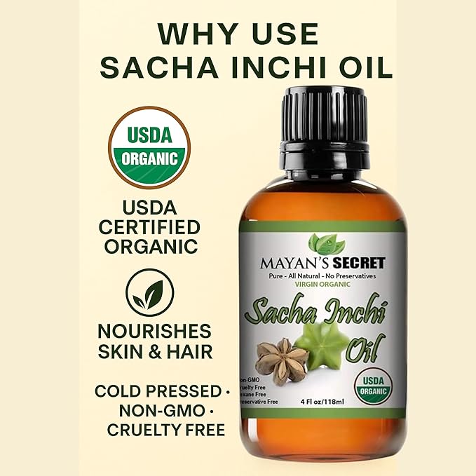Pure Carrier and Essential Oils for Skin Care, Hair, Body Moisturizer for Face-Anti Aging Skin Care (Sacha Inchi Oil Organic, 4oz)