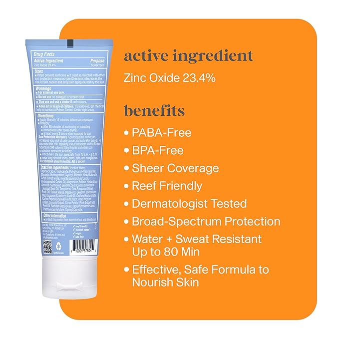 Thinksport SPF 50+ Mineral Sunscreen with Clear Zinc Oxide, 3 Fl Oz – Safe, Natural, Water Resistant, Broad Spectrum UVA/UVB Sun Screen for Sun Protection – Vegan, Reef Safe Sunscreen