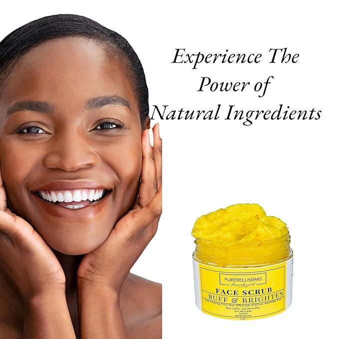 Natural Turmeric Facial Exfoliant with Niacinamide and Shea - Fragrance Free Face Sugar Scrub for Glowing Skin
