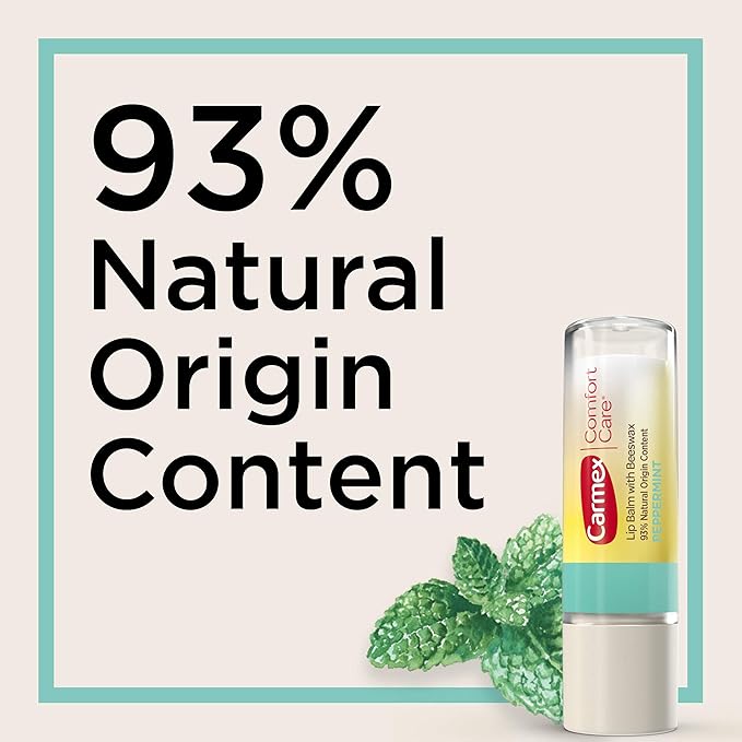 Carmex Comfort Care Lip Balm Stick with Beeswax, Peppermint Lip Balm - 0.15 OZ Each, 2 Count