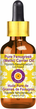Deve Herbes Fenugreek (Methi) Oil (Trigonella foenumgraecum) | Cold Pressed | Pure | Natural | for Diluting Essential Oils | for Hair, Skin & Massage | Non-Sticky | Lightweight | Unisex | 30ml (1 oz)