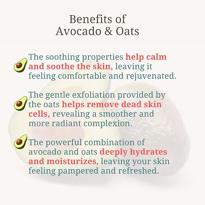 Exfoliating Sugar Body Scrub, Nourishing and Brightening Skincare Formula for Smooth, Radiant Skin, Hydrates & Revitalizes All Skin Type, 12 oz (12 OZ, Avocado & Oats)