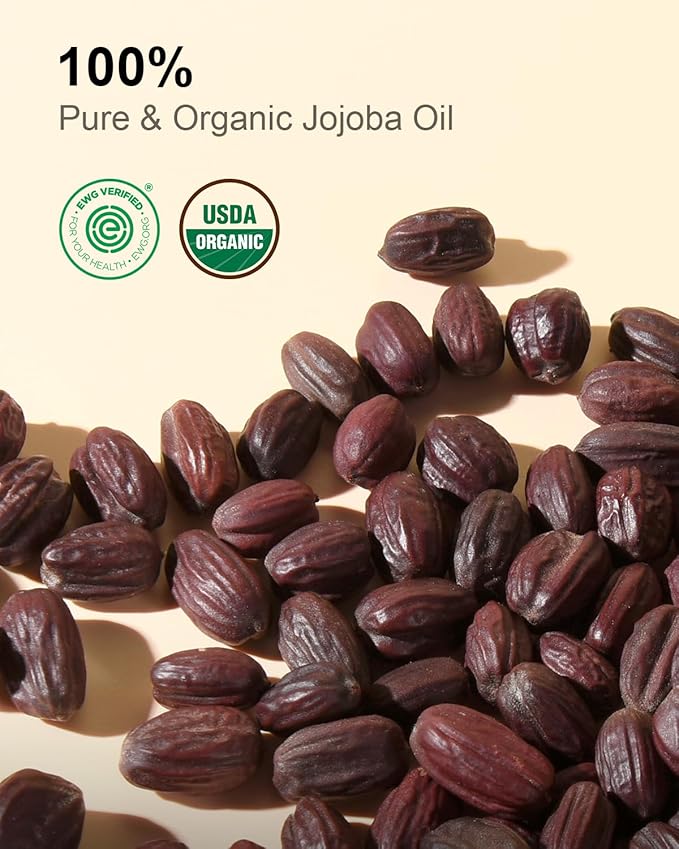 Yoken Organic Jojoba Oil Glass Bottle 16 fl oz, USDA Certified 100 Pure & Natural Jojoba Oil for Hair, Skin & Face, Cold Pressed Unrefined Hexane Free, Deeply Moisturizing Body Serum for Gua Sha