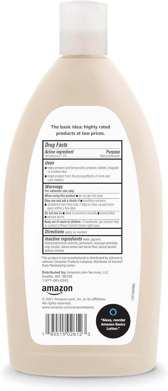 Amazon Basics Daily Moisturizing Oatmeal Body Lotion, Fragrance Free, Non-Comedogenic, Soothing Skin Protectant Moisturizer, 18 Fl Oz (Pack of 6) (Previously Solimo)