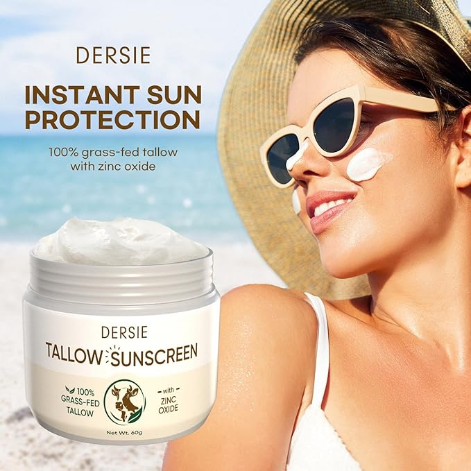 Dersie Tallow Sunscreen SPF 30 – Mineral UV Defense with Non-Nano Zinc Oxide – Face & Body Sun Protection for Adults & Kids (2.12 Ounce (with Tallow Balm))