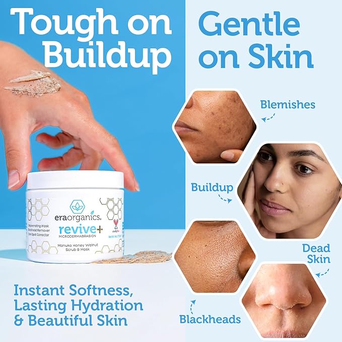 Manuka Honey Exfoliating Face Scrub – Gentle Microdermabrasion Face Exfoliator to Help Smooth, Soften & Balance with Moisturizing Organic Superfoods 4oz (Pack of 2)