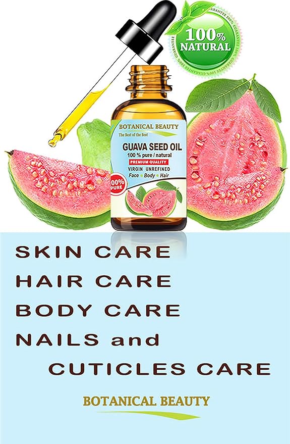 Botanical Beauty GUAVA SEED OIL 100% Pure Natural Virgin Unrefined Cold Pressed for FACE, SKIN, BODY, HAIR, NAILS Anti-Aging Vitamin C (0.5 Fl Oz 15 ml)
