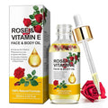 Rose Oil for Face, Rose Vitamin E Oil, Premium Vitamin E Facial Oil - Deep Hydration for Face & Body, Nourishes Dry Skin, Facial Care Support 2 Fl Oz