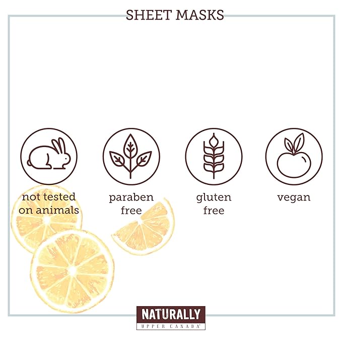 Naturally - Brightening Vitamin C Infused Sheet Masks – Improve Skin Texture & reduce wrinkles, Brightening Face Mask Set, 5 Sheet Masks Included