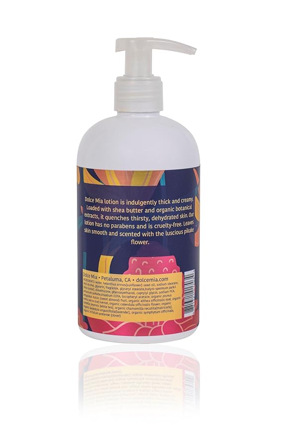 Dolce Mia | Shea Butter Lotion | Pikake | Organic Botanicals | Hypoalergenic | Vegan and Cruelty Free | 12 oz
