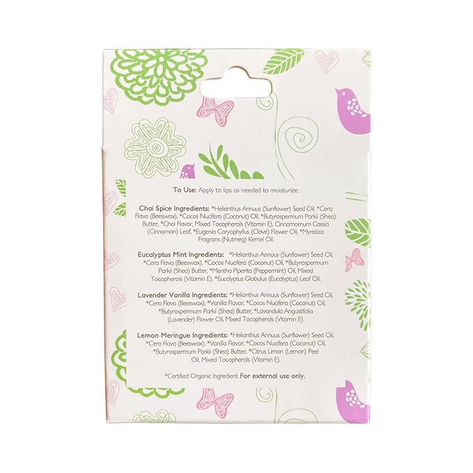 Green + Lovely Nature's Silk Lip Balm (4 Scent Variety Pack)