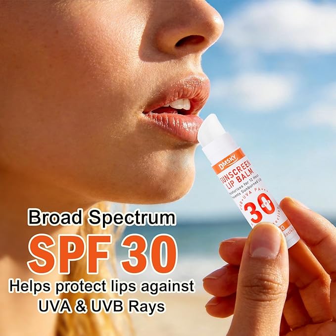 DMSKY SPF 30 Sunscreen Lip Balm 40 Pack, Broad Spectrum UVA/UVB Sun Protection Lip Care with Vitamin E and Beeswax, SPF Lip Balm Travel Size-10 Flavors