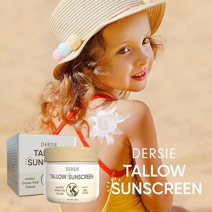 Dersie Tallow Sunscreen SPF 30 – Mineral UV Defense with Non-Nano Zinc Oxide – Face & Body Sun Protection for Adults & Kids (2.12 Ounce (Pack of 1))
