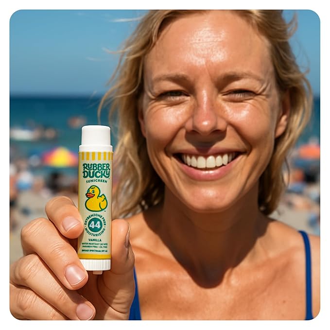 Rubber Ducky | Lip Balm with SPF 44, Water Resistant Sunscreen Lip Balm | Vegan, Untinted, Vanilla Flavor, with Vitamin E | All Season - Broad Spectrum Sunscreen for Lips