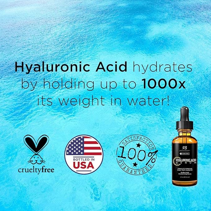 Radha Beauty Hyaluronic Acid Serum for Face, 2 fl. oz - Infused with Vitamin C + E + Green Tea & Jojoba Oil for Anti-Aging, Wrinkles, and Fine Lines - For Radiant and Healthy Skin