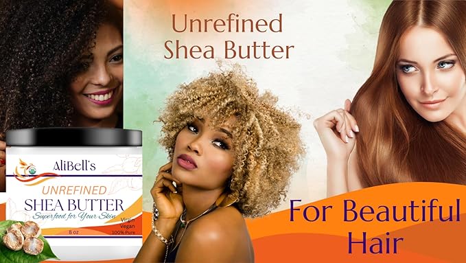 AliBell's Essentials - Shea Butter Cream - 8 oz Jar - Organic Shea Butter Raw Unrefined - Moisturizer for Dry Skin and Hair |Restores Skin Elasticity and Promotes Collagen Production