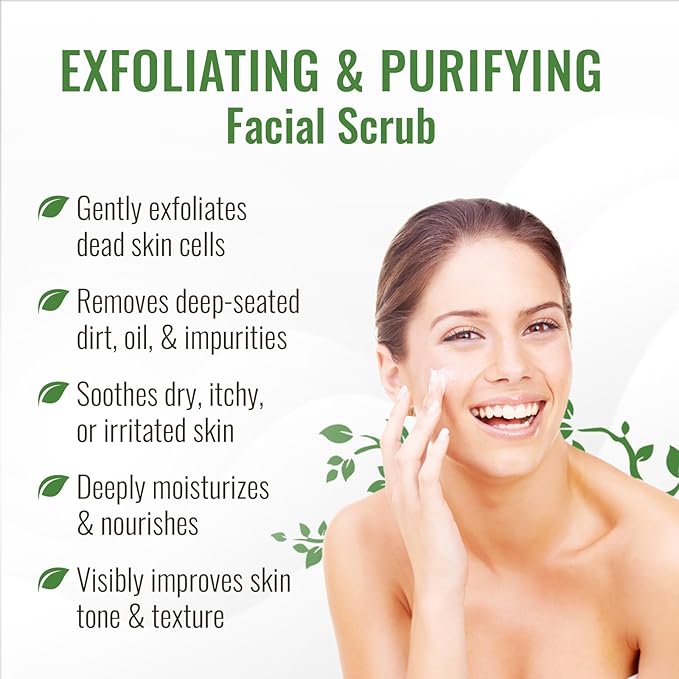 Manuka Honey Face Scrub - Gentle & Natural Blemish Control Exfoliator - Non-Toxic Facial Cleanser for Acne, Eczema, Blackheads, Dry & Sensitive Skin - Hydrating Exfoliating Scrub