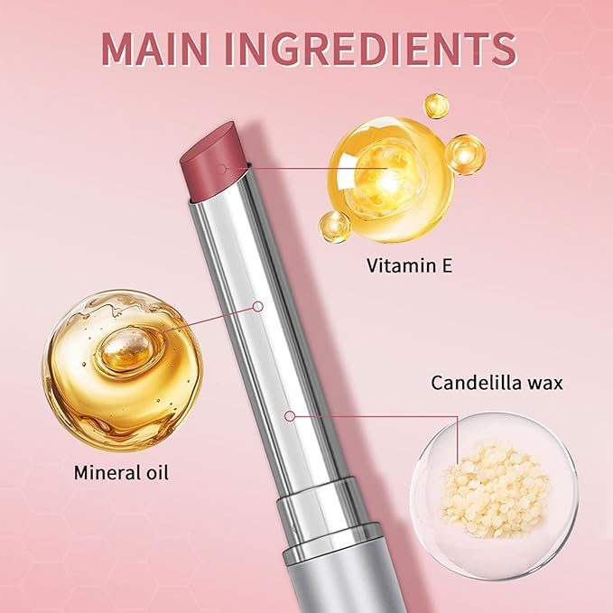 Honey Lipstick Sheer Tinted Lip Balm, Hydrating & Nourishing, Natural Glossy Finish, Moisturizing Lip Color for All Skin Tones Women, Pink