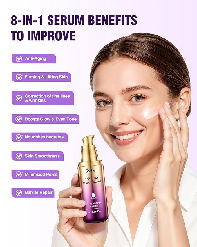 NAD+ Retinol Collagen Face Serum: Anti-Aging Peptide Serum, Tightens Skin, Reduces Wrinkles & Fine Lines, Hydrating Serum for Radiant Glow