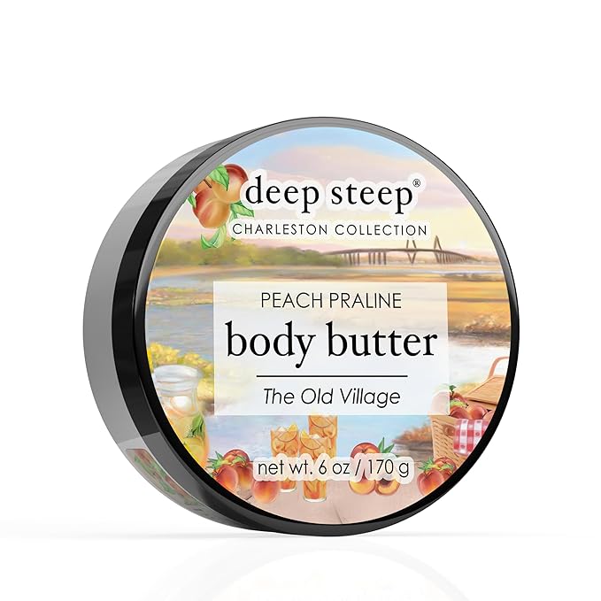 Deep Steep Body Butter, 6 oz – Rich Moisturizer with Ceramides, Coconut Oil, Argan Oil & Aloe Vera – Vegan, Clean Beauty, Smooth & Hydrated Skin (6 Ounces, Peach Praline)