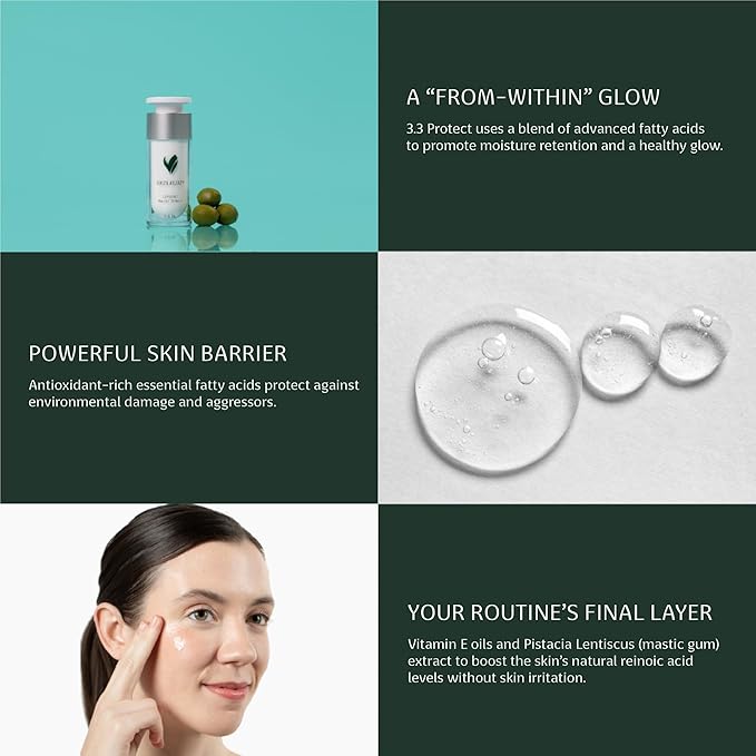 Skincare 3.3 Protect Vitamin E Oil Serum – Lightweight Antioxidant Face Oil with CoQ10 & Squalane for All Skin Types