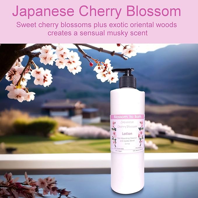Japanese Cherry Blossom Lotion (16 ounce) - Phthalate Free Fragrance - Absorbs Quickly with an Elegantly Blossoming Scent