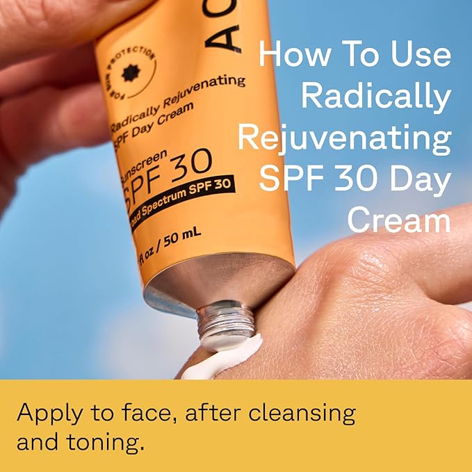 Acure Radically Rejuvenating SPF 30 Day Cream - Face Moisturizer with SPF 30 & Vitamin C, Anti Aging Sunscreen, Hydrating Face Cream, Daily Facial Care for Women & Men with Turmeric, Vegan - 1.7 fl oz