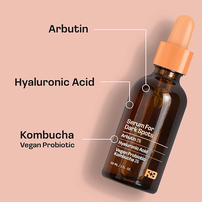 Real Basic Skin Serum for Dark Spots with Arbutin, Hyaluronic Acid & Vegan Probiotic Kombucha 1 oz. - Arbutin Serum and Hyaluronic Acid Serum for Face