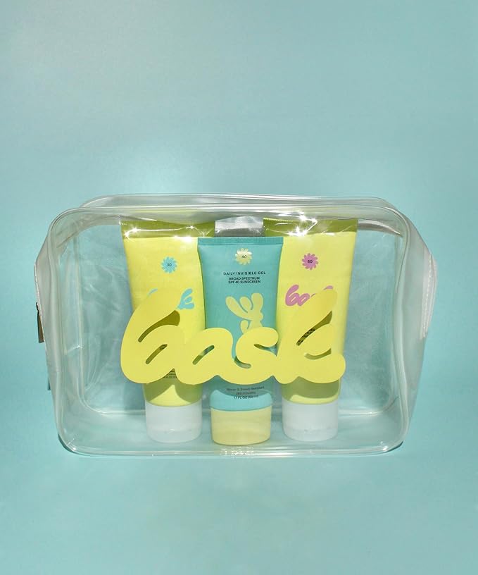 Bask Sunscreen Carry-on Kit: Travel Size Bundle with Beach and Travel Pouch | SPF 30 & 50 Sheer Moisturizing Sunscreen Lotion, Daily Invisible Gel SPF 40 Face Sunscreen, & Convenient Travel Pouch